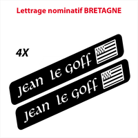 Lettrage imprimé nom prénom drapeau Bretagne
