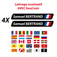 Lettrage imprimé nom prénom drapeau noir