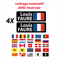 Lettrage imprimé nom prénom drapeau noir 2 lignes