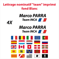 Lettrage imprimé nom prénom team drapeau blanc