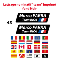 Lettrage imprimé nom prénom team drapeau noir