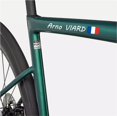 Sticker Autocollant Nom Drapeau Vélo sans fond typo 5 - Lettrage Vélo