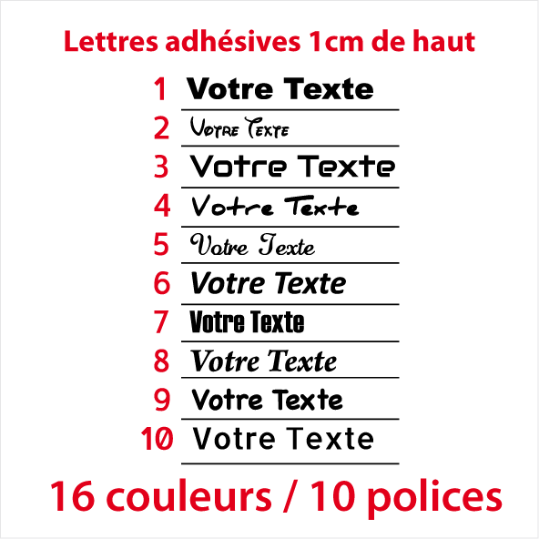 Lettres Adhésives 1 cm