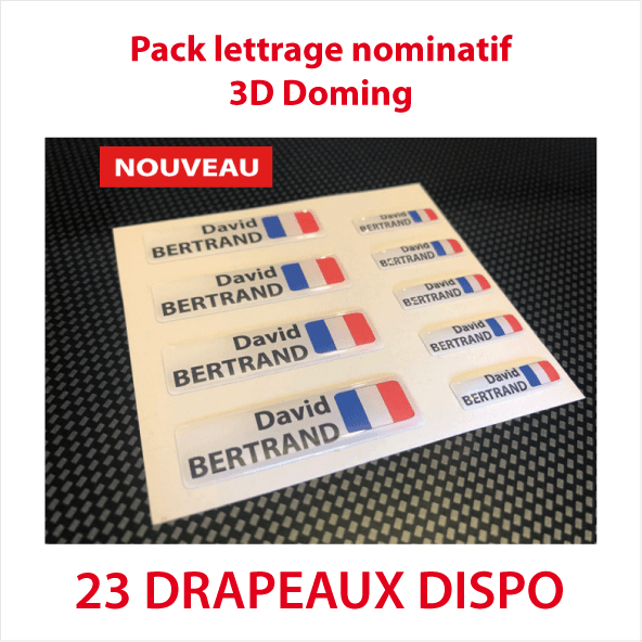 Pack de 9 Stickers autocollant 3D doming fond blanc 2 lignes