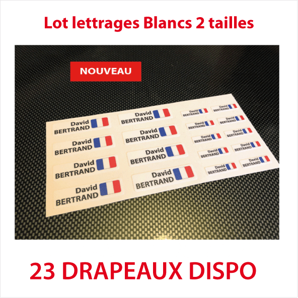 Pack de 18 lettrages imprimés blanc 2 lignes