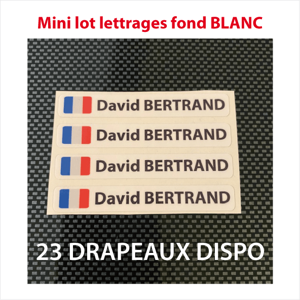 Lettrage imprimé nom prénom drapeau blanc X4