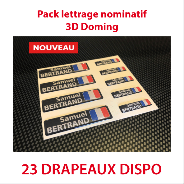 Pack de 9 Stickers autocollant 3D doming fond noir 2 lignes