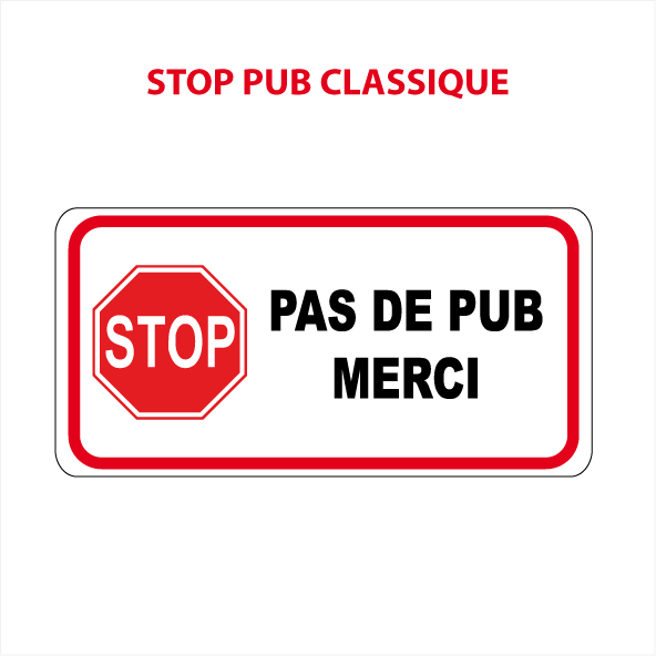 Autocollant Stop Pub Boite aux lettres