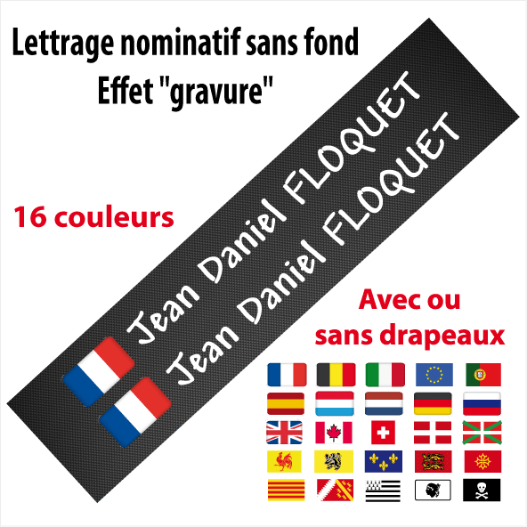 Sticker Autocollant Nom Drapeau Vélo sans fond typo 6